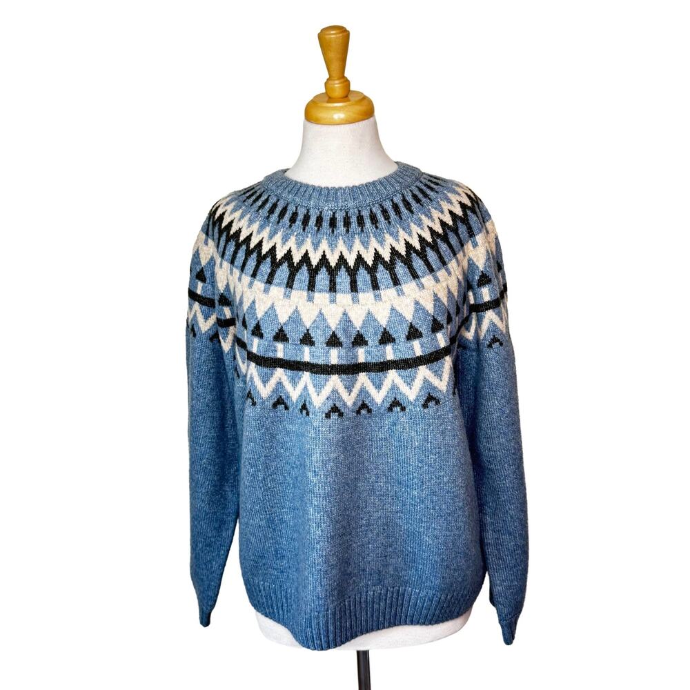 HANNA ANDERSSON Holiday Fair Isle Sweater Blue Size Large